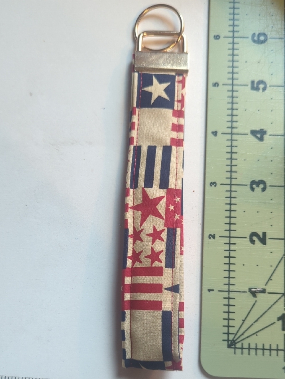 Key & Card Holder Wrist Strap in Red, Blue and Cream